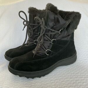 🤎 Beartraps Stay Dry System Black Leather / Suede Winter Boots with Faux Fur - 8